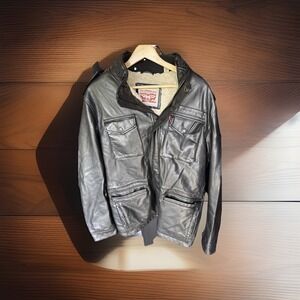 Levi's‎ Mens Faux Leather Four Pocket Military Jacket Large Black
